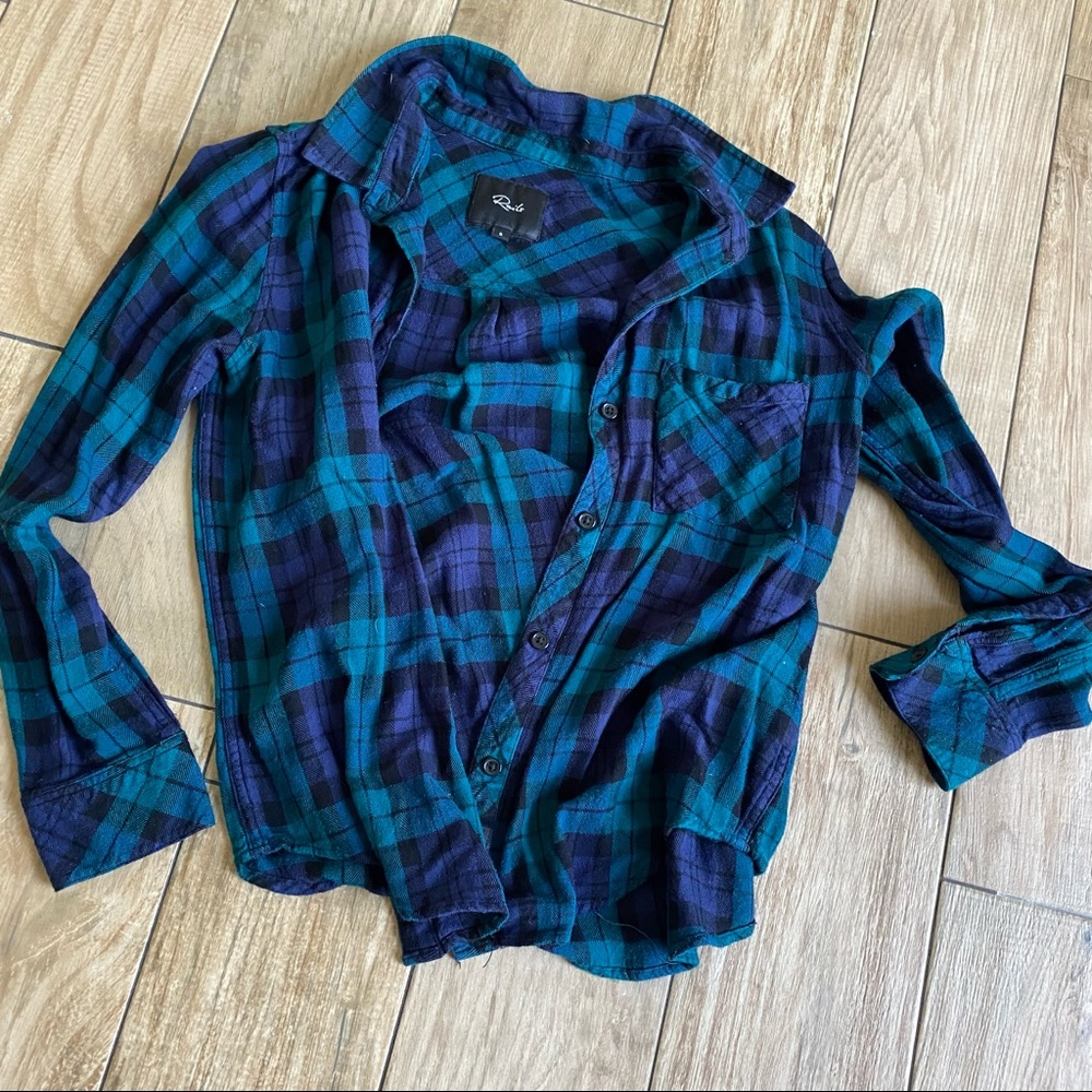Rails plaid button down top size small